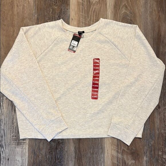 NWT EXPRESS BUTTERY SOFT Cream Sweatshirt XL CROPPED - Picture 1 of 3
